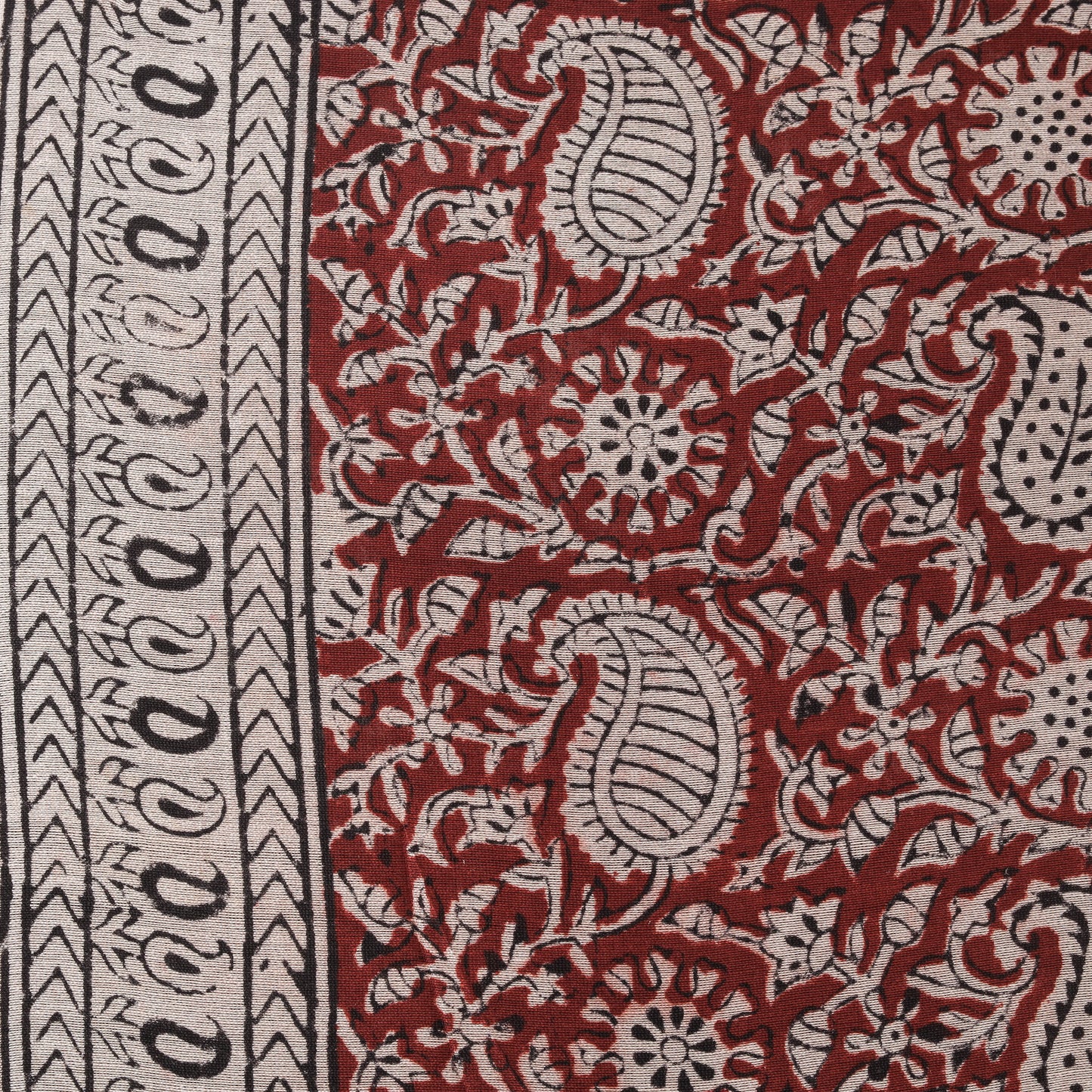 Red - Bagh Hand Block Print Chanderi Silk Natural Dyed Handloom Fabric 05