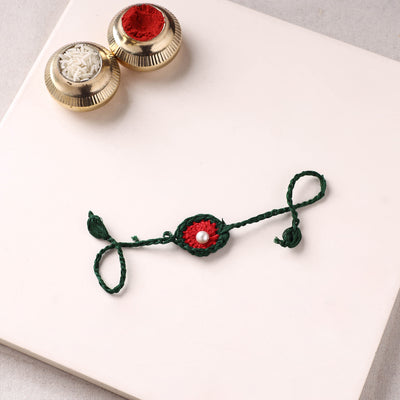 Flower - Handmade Crochet Pearl Work Rakhi 03
