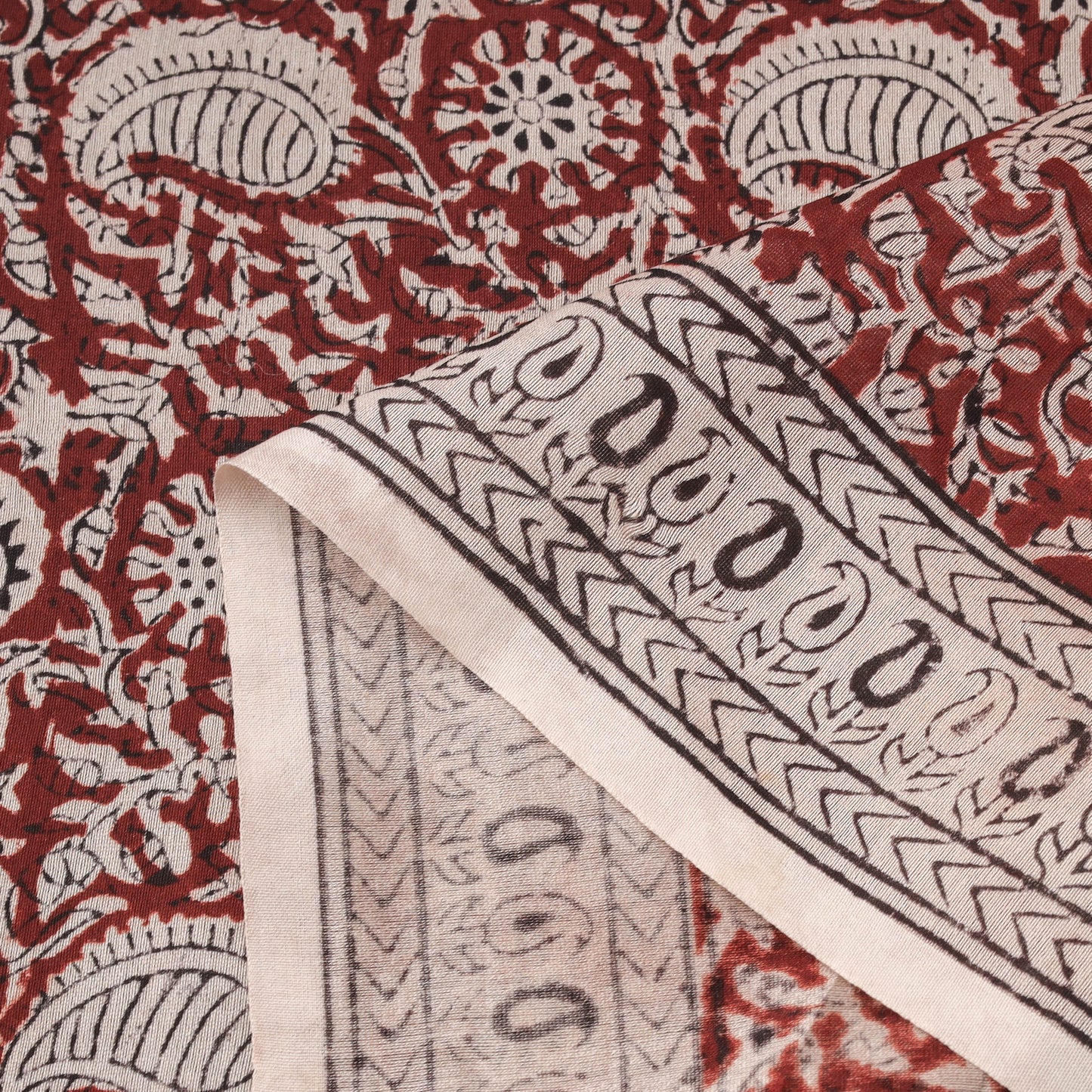 Red - Bagh Hand Block Print Chanderi Silk Natural Dyed Handloom Fabric 05