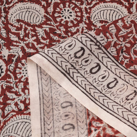Red - Bagh Hand Block Print Chanderi Silk Natural Dyed Handloom Fabric 05