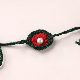Flower - Handmade Crochet Pearl Work Rakhi 03