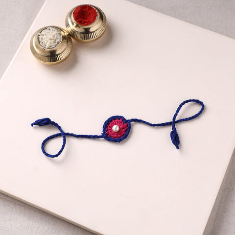 Flower - Handmade Crochet Pearl Work Rakhi 06