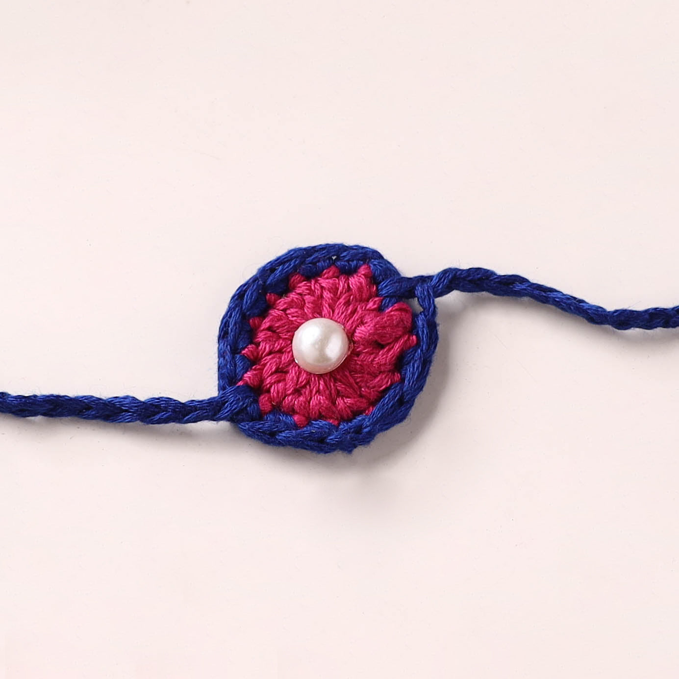 Flower - Handmade Crochet Pearl Work Rakhi 06