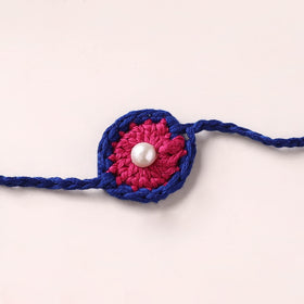 Flower - Handmade Crochet Pearl Work Rakhi 06