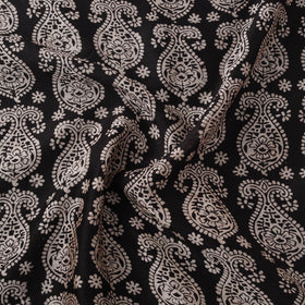 Black - Bagh Hand Block Print Chanderi Silk Natural Dyed Handloom Fabric 06