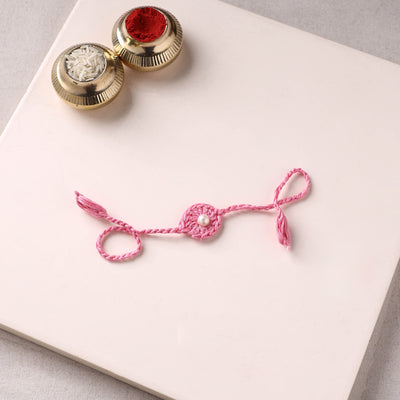 Flower - Handmade Crochet Pearl Work Rakhi 22