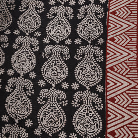 Black - Bagh Hand Block Print Chanderi Silk Natural Dyed Handloom Fabric 06