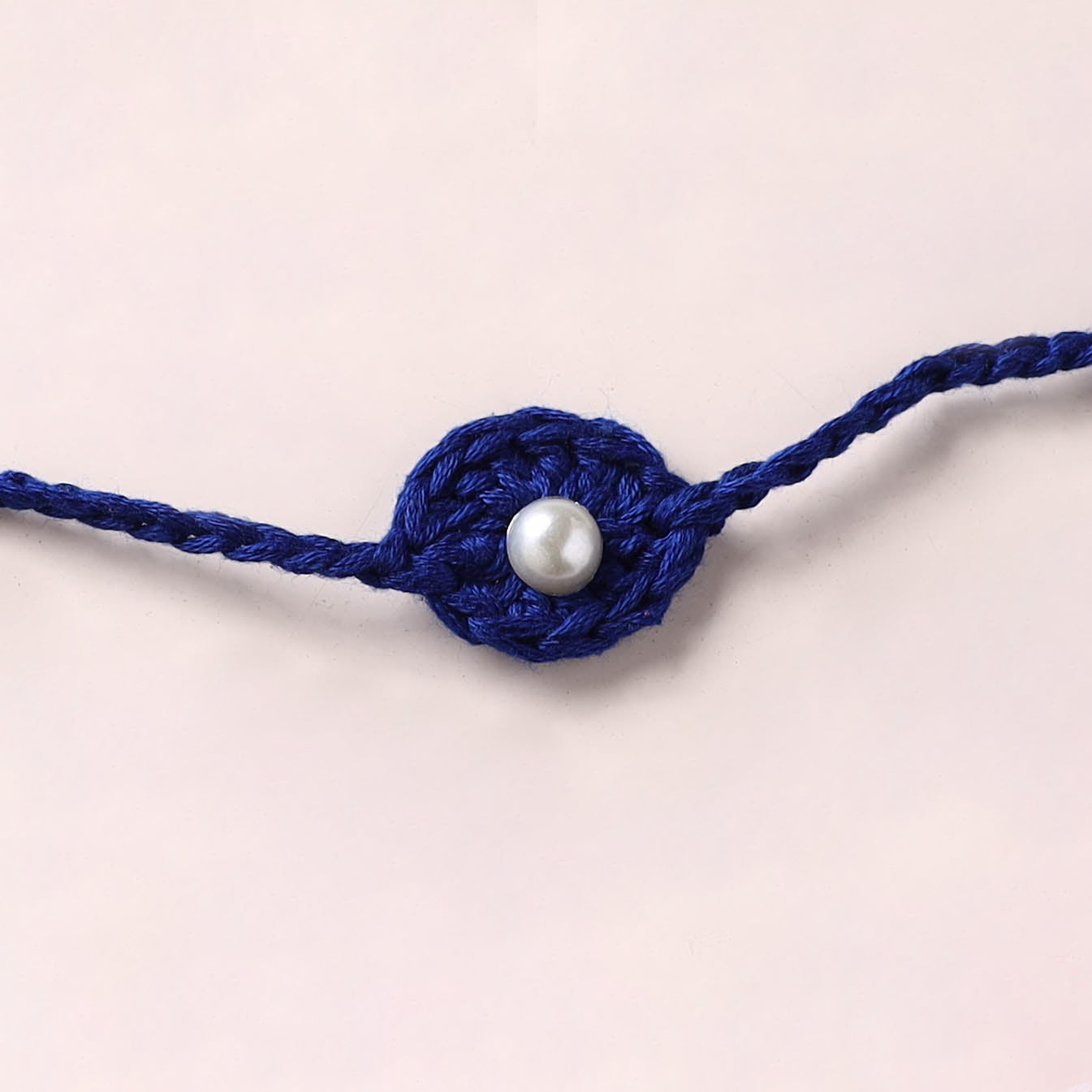 Flower - Handmade Crochet Pearl Work Rakhi 13