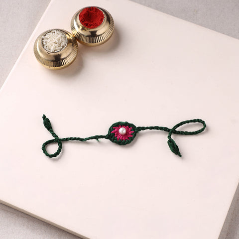 Flower - Handmade Crochet Pearl Work Rakhi 21