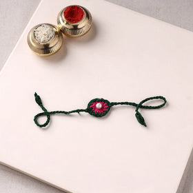 Flower - Handmade Crochet Pearl Work Rakhi 21
