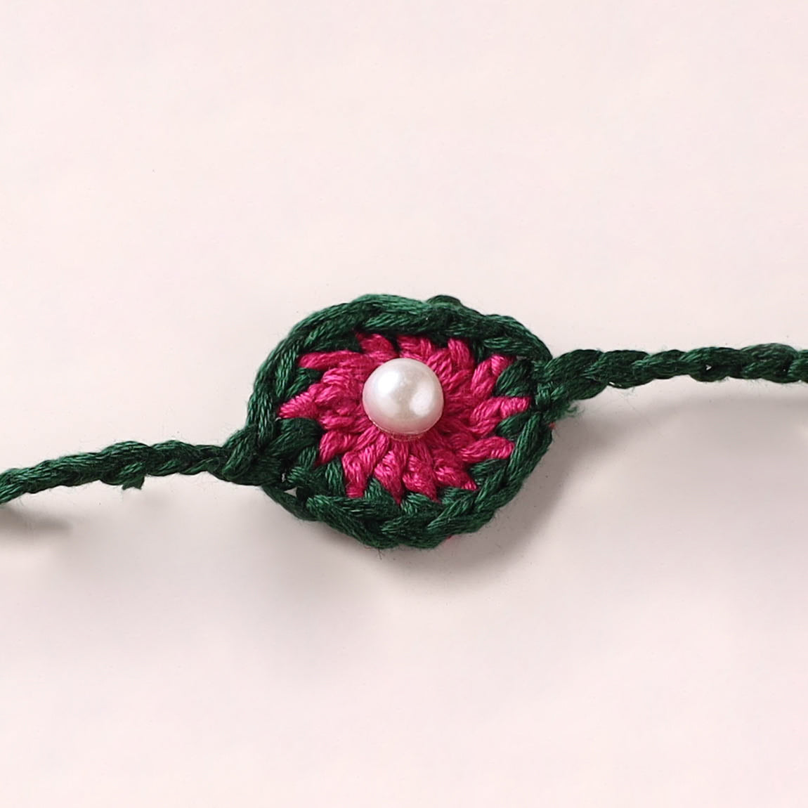 Flower - Handmade Crochet Pearl Work Rakhi 21