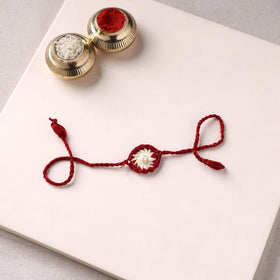 Flower - Handmade Crochet Pearl Work Rakhi 10