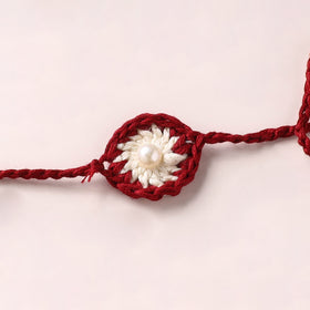 Flower - Handmade Crochet Pearl Work Rakhi 10