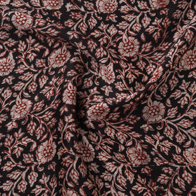 Black - Bagh Hand Block Print Chanderi Silk Natural Dyed Handloom Fabric 07