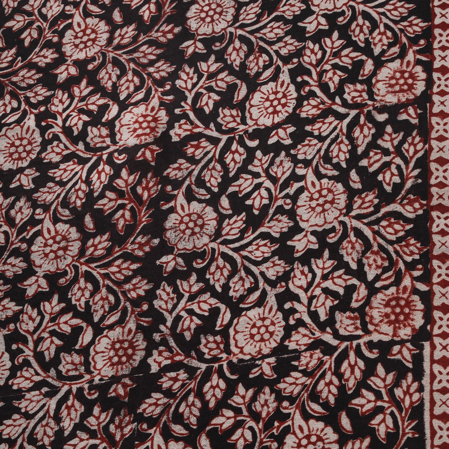 Black - Bagh Hand Block Print Chanderi Silk Natural Dyed Handloom Fabric 07