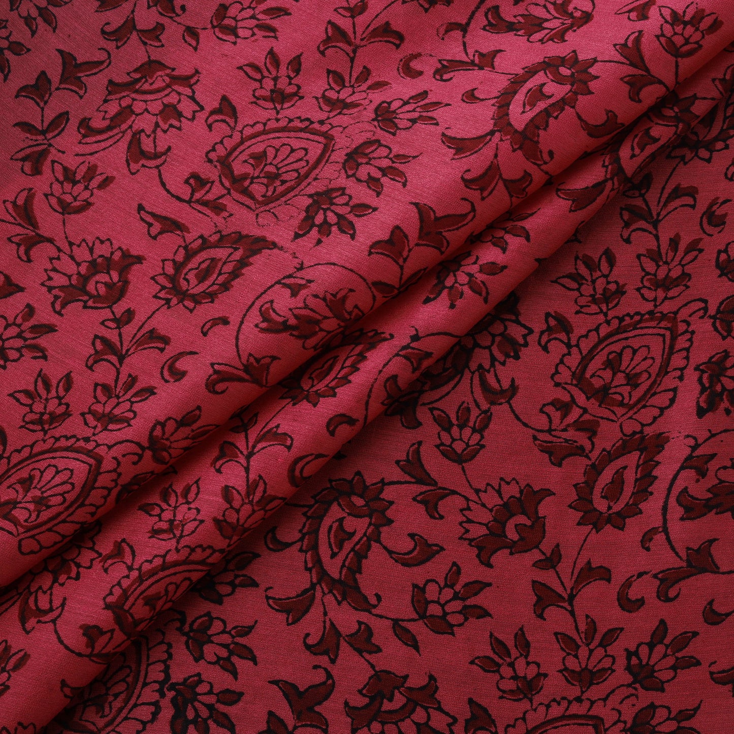 Pink - Bagh Hand Block Print Chanderi Silk Natural Dyed Handloom Fabric 08