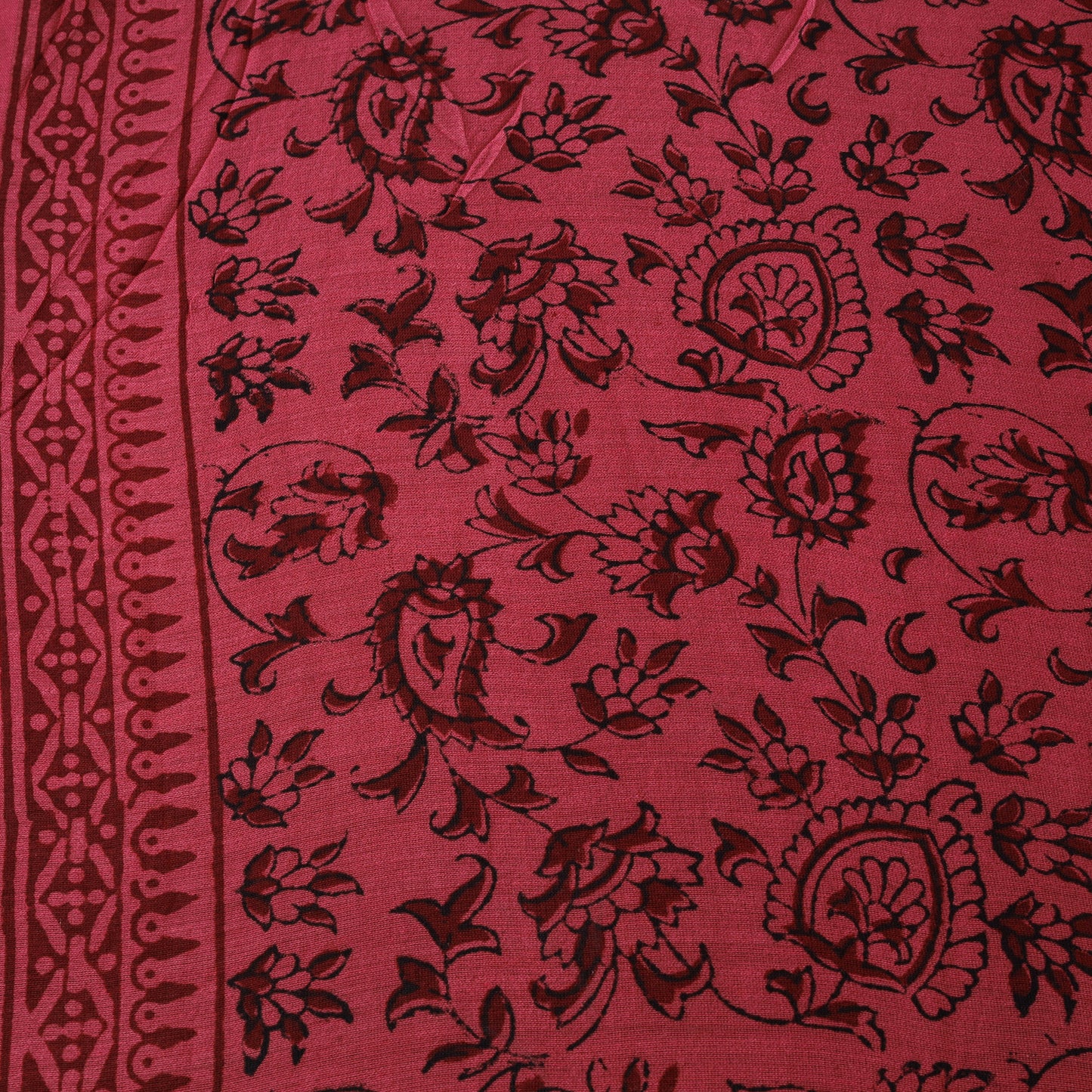 Pink - Bagh Hand Block Print Chanderi Silk Natural Dyed Handloom Fabric 08