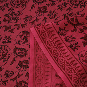 Pink - Bagh Hand Block Print Chanderi Silk Natural Dyed Handloom Fabric 08