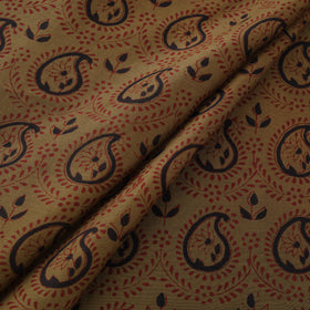 Green - Bagh Hand Block Print Chanderi Silk Natural Dyed Handloom Fabric 09