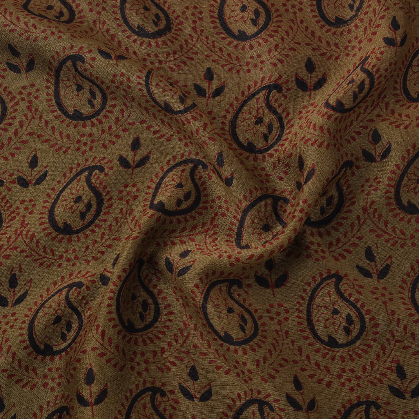 Green - Bagh Hand Block Print Chanderi Silk Natural Dyed Handloom Fabric 09