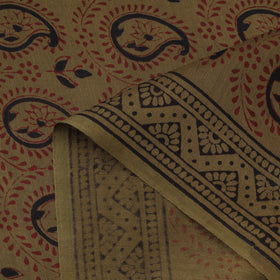 Green - Bagh Hand Block Print Chanderi Silk Natural Dyed Handloom Fabric 09