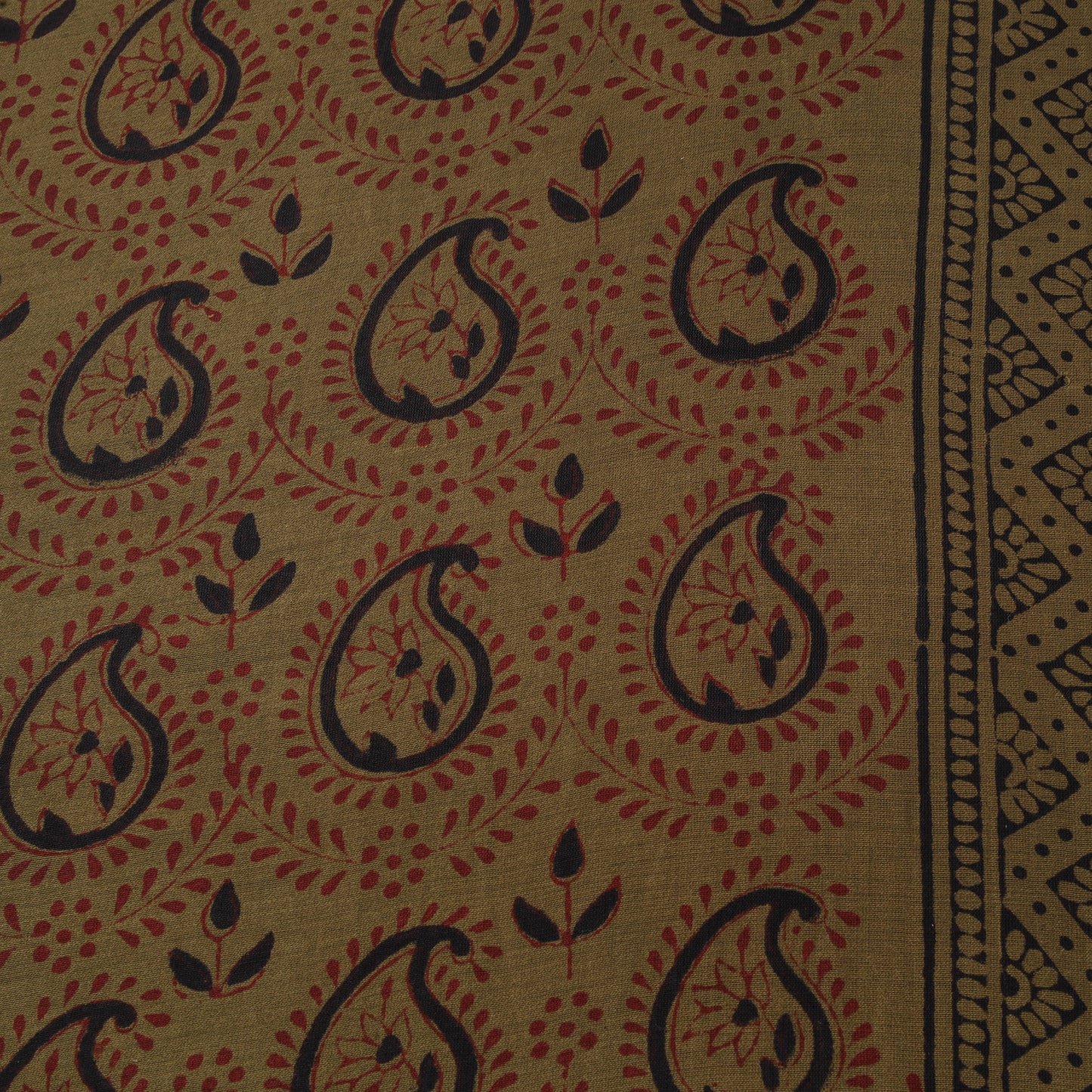 Green - Bagh Hand Block Print Chanderi Silk Natural Dyed Handloom Fabric 09