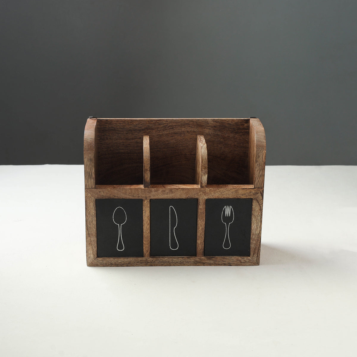 Brown - Handcrafted Mango Wooden Kitchen Tool Holder