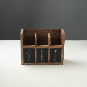 Brown - Handcrafted Mango Wooden Kitchen Tool Holder