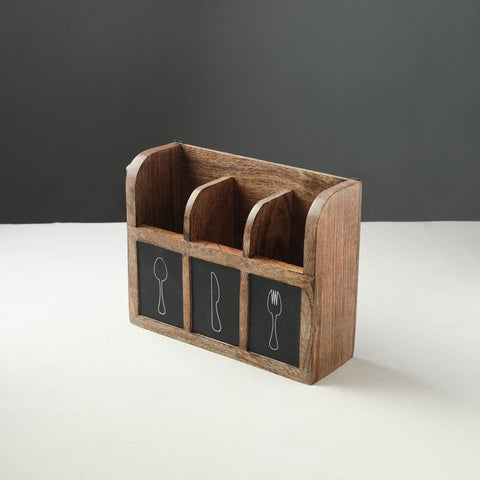 Brown - Handcrafted Mango Wooden Kitchen Tool Holder