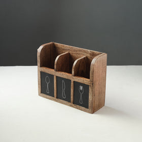 Brown - Handcrafted Mango Wooden Kitchen Tool Holder