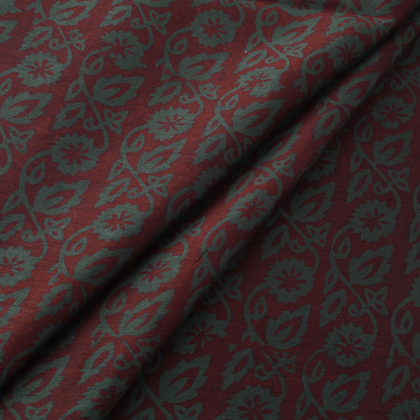 Maroon - Bagh Hand Block Print Chanderi Silk Natural Dyed Handloom Fabric 10