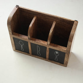 Brown - Handcrafted Mango Wooden Kitchen Tool Holder