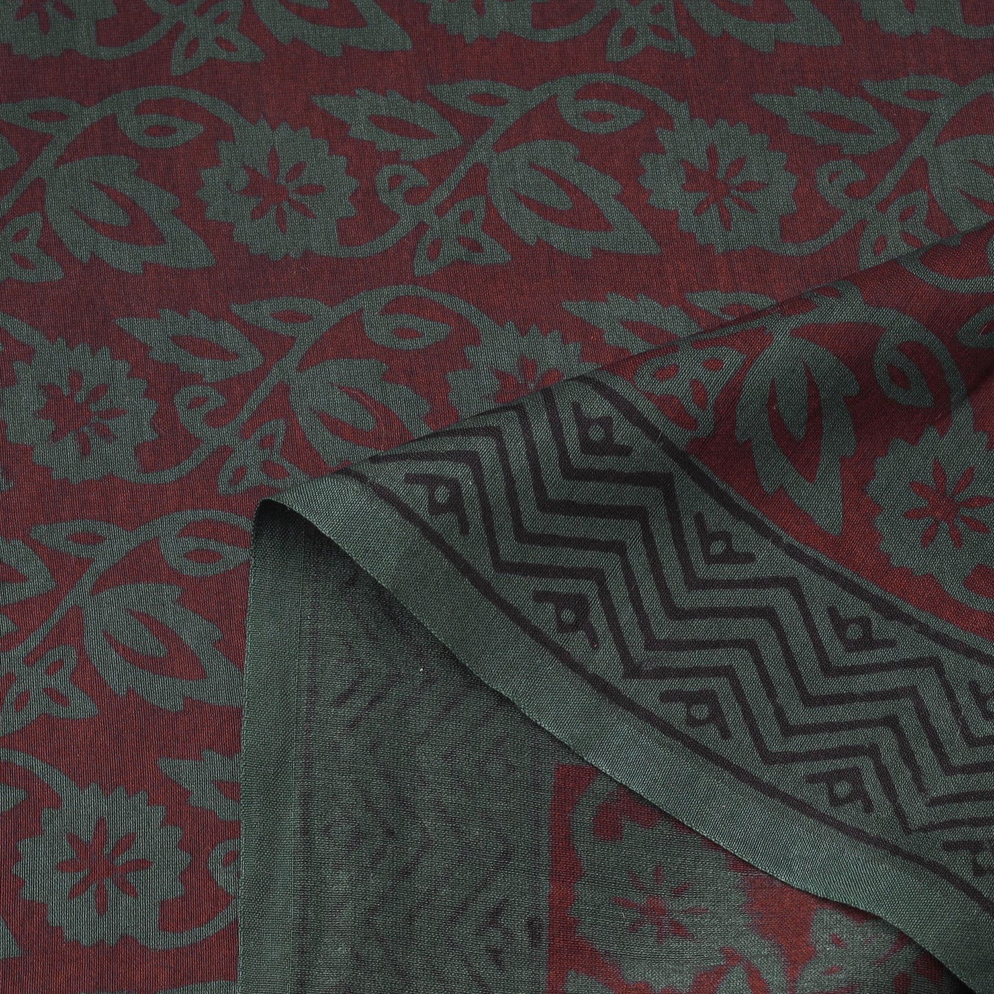 Maroon - Bagh Hand Block Print Chanderi Silk Natural Dyed Handloom Fabric 10