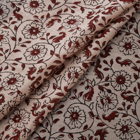Beige - Bagh Hand Block Print Chanderi Silk Natural Dyed Handloom Fabric 11