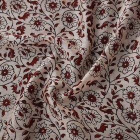 Beige - Bagh Hand Block Print Chanderi Silk Natural Dyed Handloom Fabric 11
