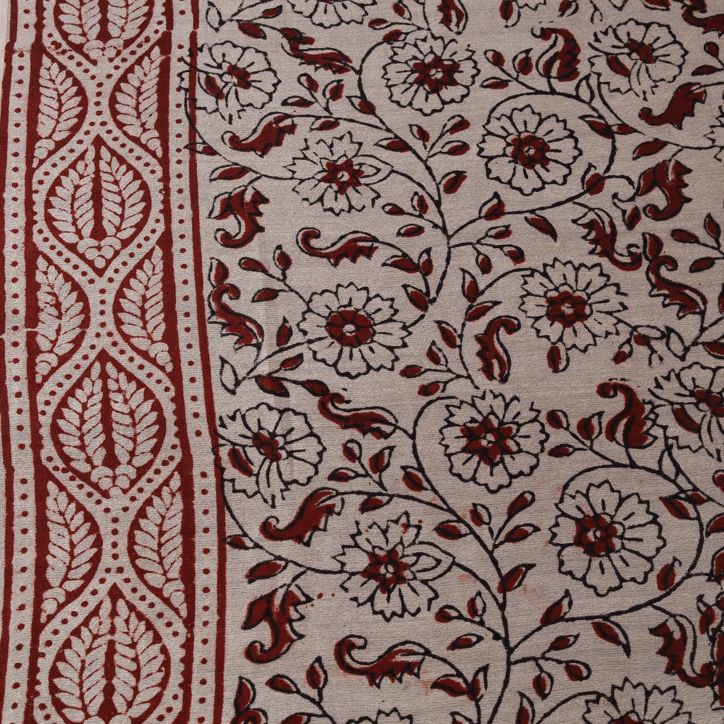 Beige - Bagh Hand Block Print Chanderi Silk Natural Dyed Handloom Fabric 11