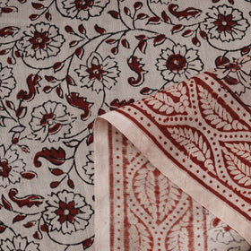 Beige - Bagh Hand Block Print Chanderi Silk Natural Dyed Handloom Fabric 11