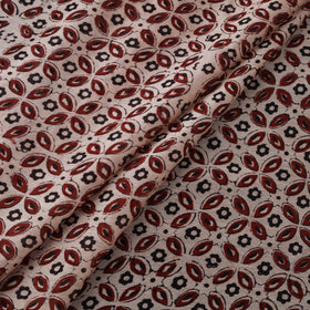 Beige - Bagh Hand Block Print Chanderi Silk Natural Dyed Handloom Fabric 12