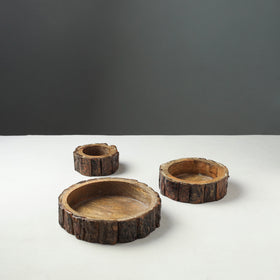 Brown - handcrafted mango wooden bowls (set of 3)