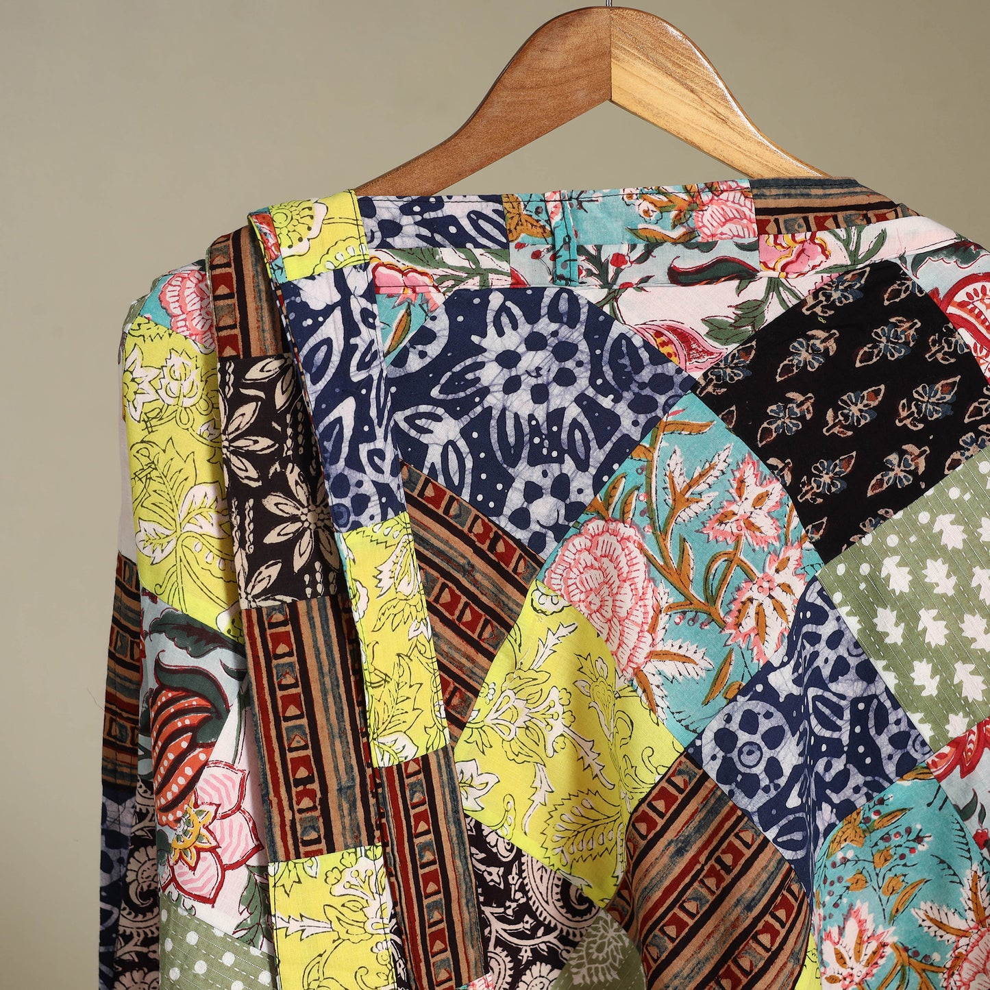 Multicolor Wrap Around Patchwork Cotton Skirt 