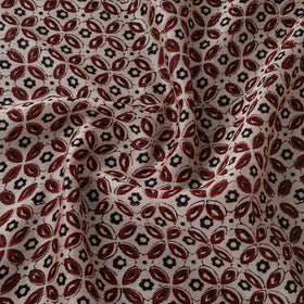 Beige - Bagh Hand Block Print Chanderi Silk Natural Dyed Handloom Fabric 12