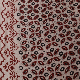 Beige - Bagh Hand Block Print Chanderi Silk Natural Dyed Handloom Fabric 12