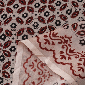 Beige - Bagh Hand Block Print Chanderi Silk Natural Dyed Handloom Fabric 12