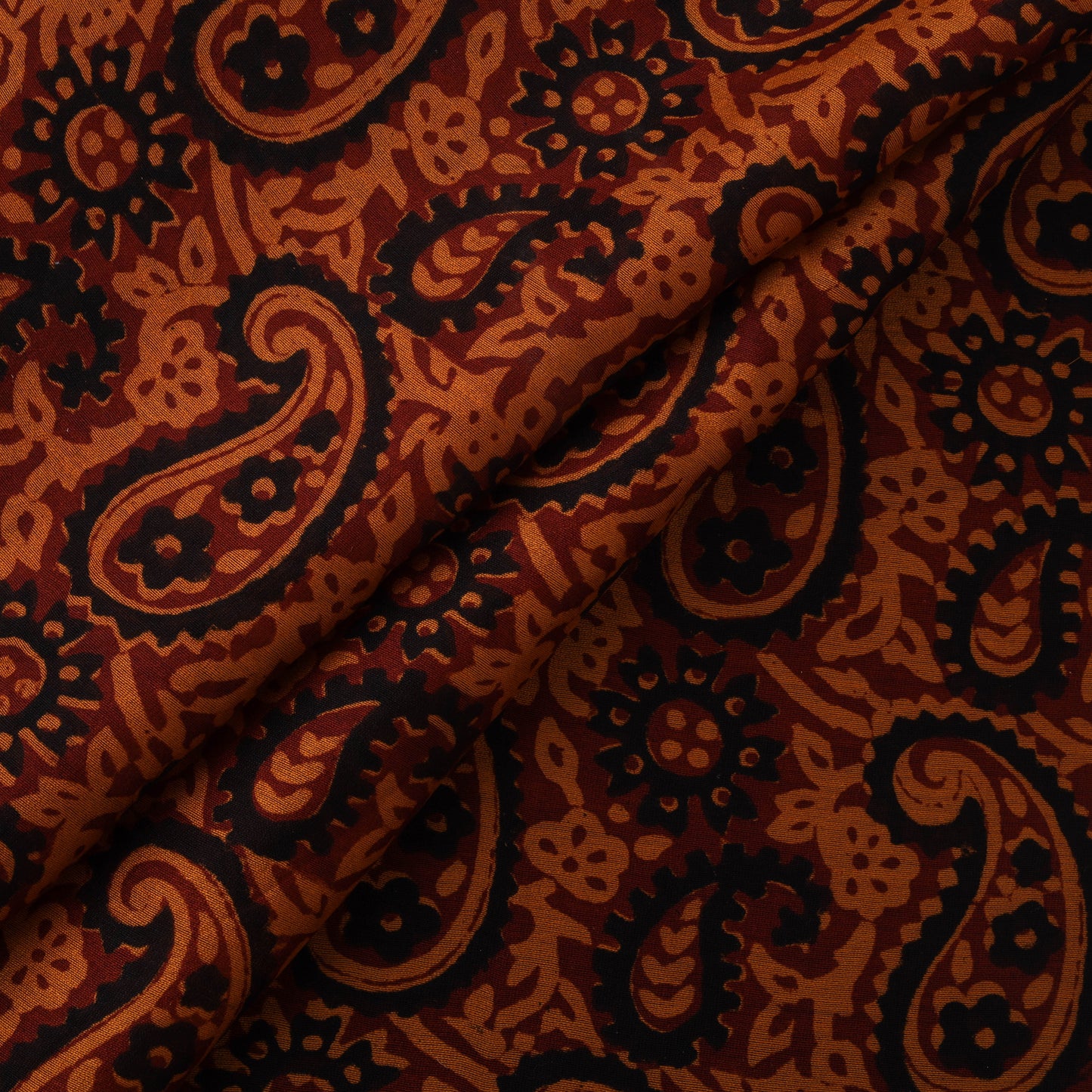 Orange - Bagh Hand Block Print Chanderi Silk Natural Dyed Handloom Fabric 13