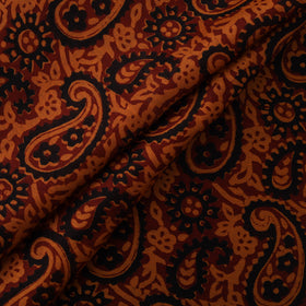 Orange - Bagh Hand Block Print Chanderi Silk Natural Dyed Handloom Fabric 13