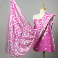 Purple - 2pc Bengal Jamdani Silk Cotton Suit Material Set 03