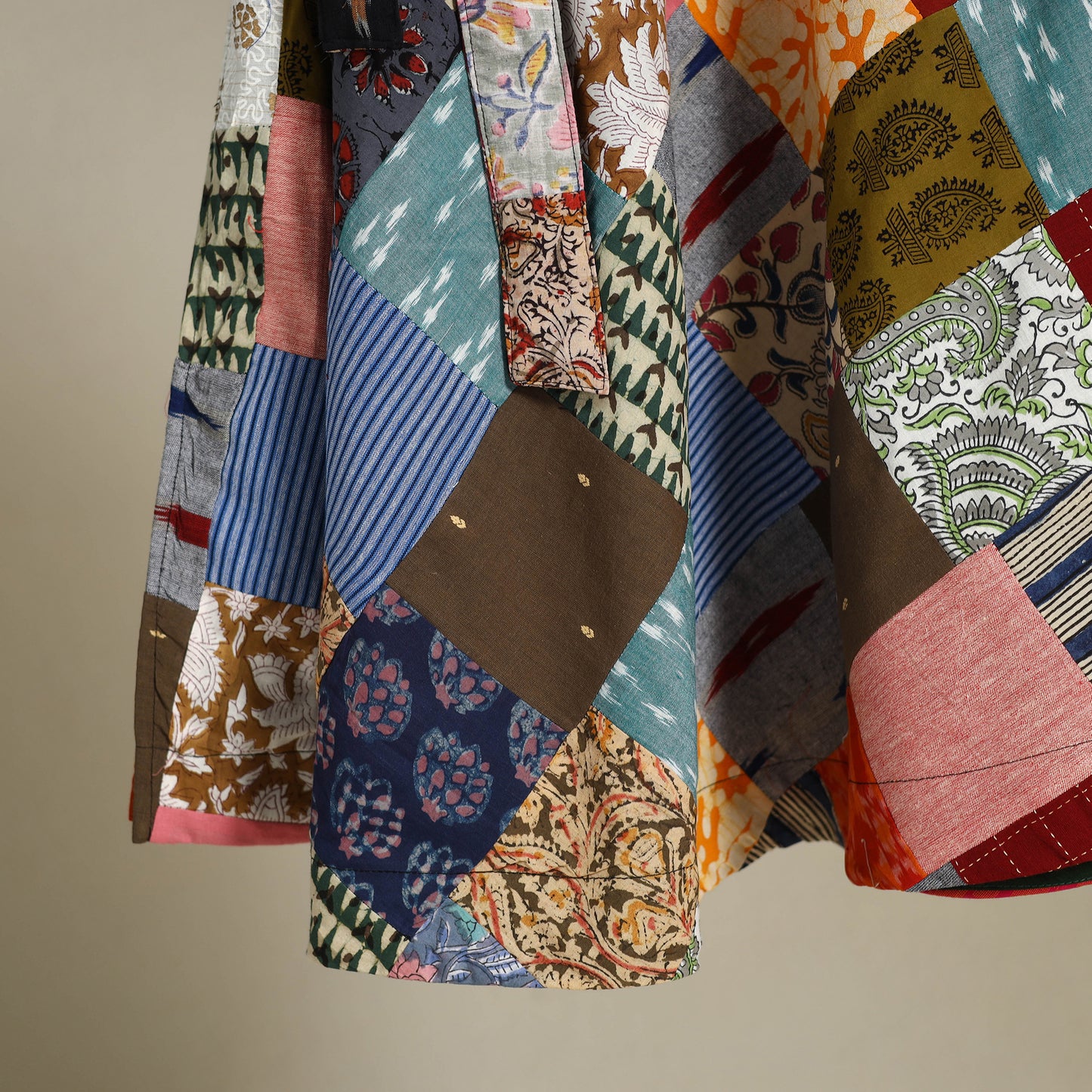 Multicolor Wrap Around Patchwork Cotton Skirt 