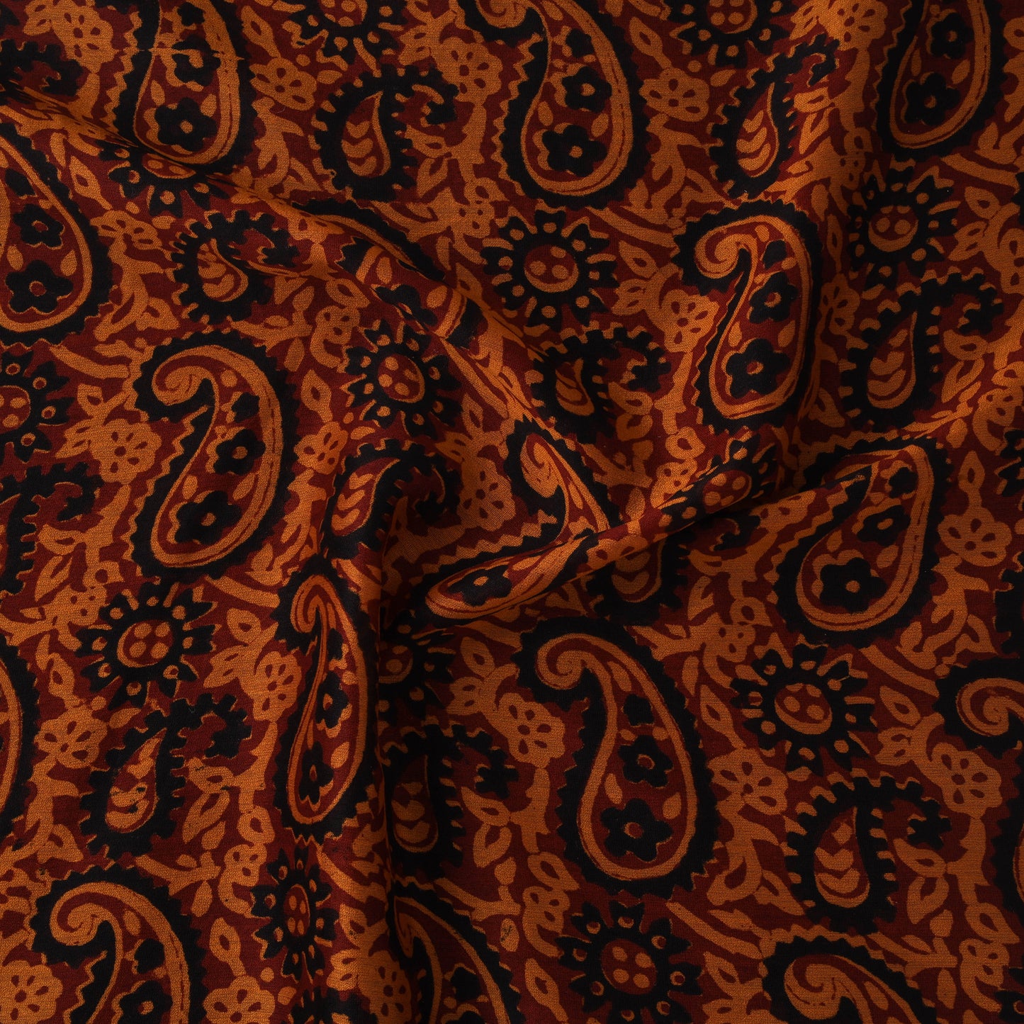 Orange - Bagh Hand Block Print Chanderi Silk Natural Dyed Handloom Fabric 13