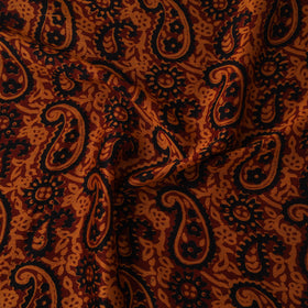 Orange - Bagh Hand Block Print Chanderi Silk Natural Dyed Handloom Fabric 13