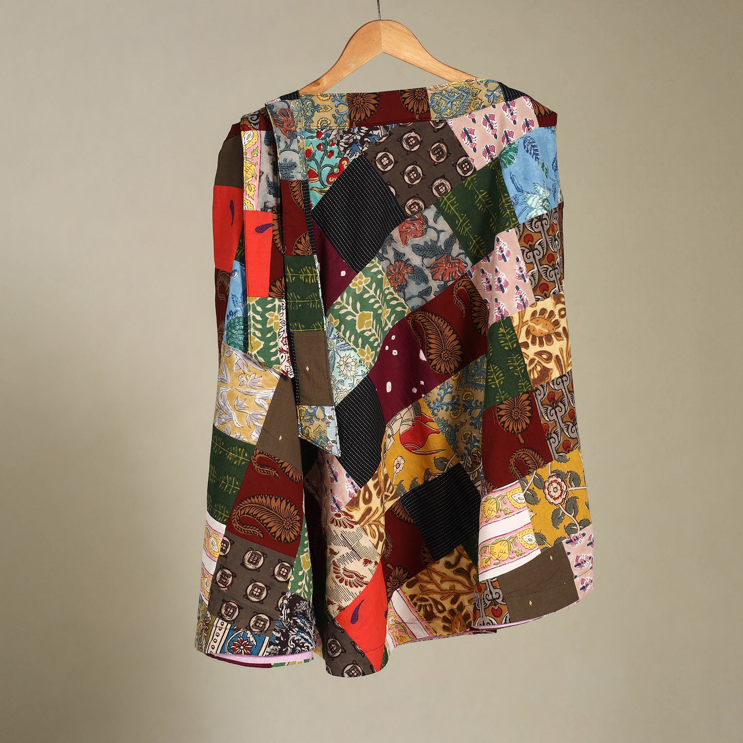 Multicolor Wrap Around Patchwork Cotton Skirt 